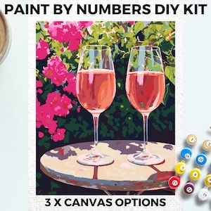 ロゼワイン 数字で描くキット 大人向け ミニマル シック DIY 絵画 簡単 初心者 趣味 絵画キット 花柄 ウォールアート ギフト ママ ガールフレンド