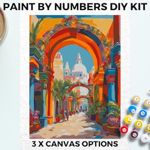 Morocco Travel PAINT by NUMBERS Kit Adults Minimalistic Chic DIY Painting Easy Beginners Hobby Painting Kit Wall Art Gift