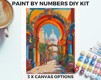 Morocco Travel PAINT by NUMBERS Kit Adults Minimalistic Chic DIY Painting Easy Beginners Hobby Painting Kit Wall Art Gift