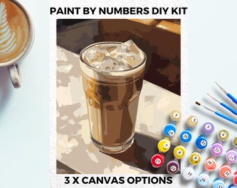 Kit de peinture café par numéros adultes minimaliste chic bricolage peinture facile débutant passe-temps kit de peinture art mural amateurs de café cadeau maman amie