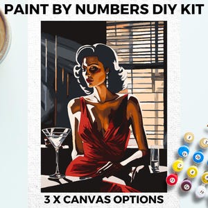 Vintage Female PAINT by NUMBERS Kit Adults Minimalistic Chic DIY Painting Easy Beginners Hobby Painting Kit Wall Art Gift