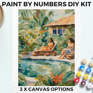 Reise Pool PAINT by NUMBERS Kit Erwachsene Minimalistisch Chic DIY Malerei einfach Anfänger Hobby Malerei Kit Wandkunst Geschenk Mama Freundin Freund