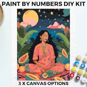 Meditation Woman PAINT by NUMBERS Kit Adults Minimalistic Chic DIY Painting Easy Beginners Hobby Painting Kit Wall Art Gift