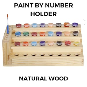 Natural Wood Acrylic Paint Organizer for Paint by Numbers Pots Paint Bottle Storage Rack Stand Art Supply Organizer for Craft Desk Studio