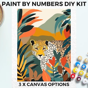 Kit di pittura con numeri a forma di leopardo per adulti – Set di pittura acrilica fai da te, adatto ai principianti, hobby rilassante, regalo di arte animale