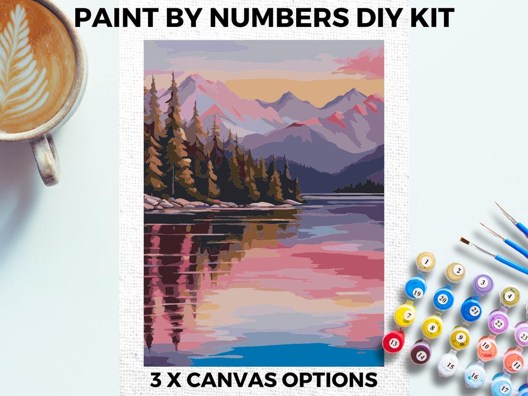Mountain Lake Paint by NUMBERS Kit Adults Minimalistic Chic DIY ...