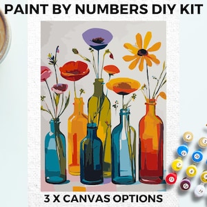 Wildflowers PAINT by NUMBERS Kit Adults Minimalistic Chic DIY Painting Easy Beginners Hobby Painting Kit Wall Art Gift Mum Girlfriend