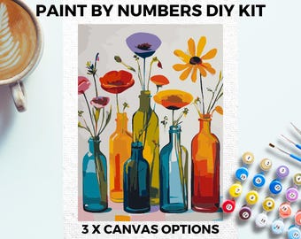 Wilde bloemen VERF door NUMMERS Kit volwassenen minimalistisch chique DIY schilderij gemakkelijk beginners hobby schilderij Kit muur kunst cadeau moeder vriendin
