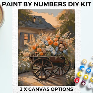 Vintage Floral PAINT by NUMBERS Kit Adults Minimalistic Chic DIY Painting Easy Beginners Hobby Painting Kit Wall Art Gift Valentines Flowers