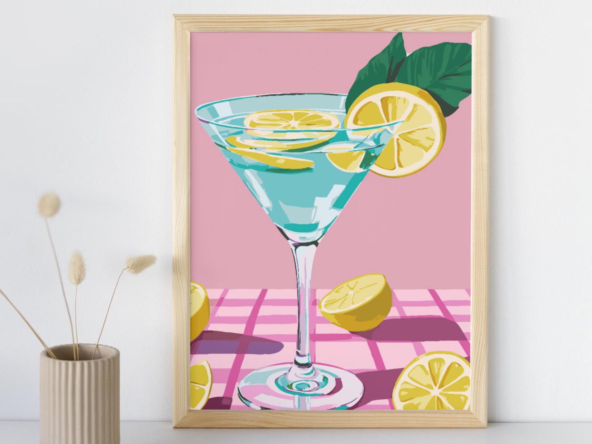 Set artistico su tela per adulti e principianti, kit fai da te per mini cocktail con numeri, facile da usare, kit per pittura a olio numerata, con pennelli, per bar, feste, decorazione