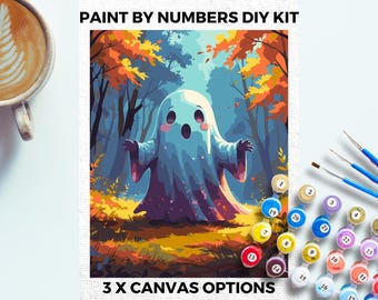 Spooky Ghost PAINT by NUMBERS Kit Adults Minimalistic Chic DIY Painting Easy Beginners Hobby Painting Kit Wall Fantasy Art Gift Halloween