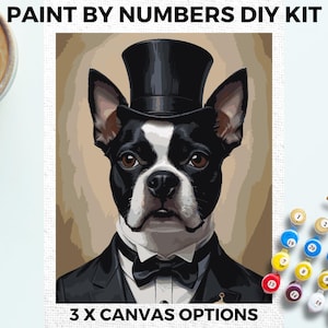 Dog PAINT by NUMBERS Kit Adults Minimalistic Chic DIY Painting Easy Beginners Hobby Painting Kit Wall Art Pet Lovers Gift Vintage Funny
