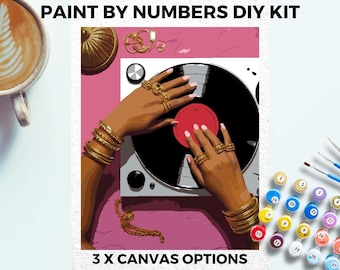 Pink DJ PAINT by Numbers Kit Adults Minimalistic Chic DIY Painting Easy Beginners Hobby Painting Kit Wall Art Music Lovers Gift