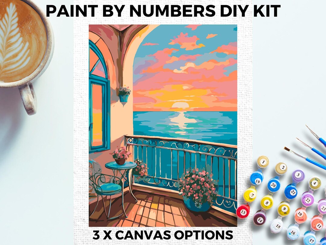 Sunset Landscape PAINT by NUMBERS Kit Adults Minimalistic Chic DIY ...
