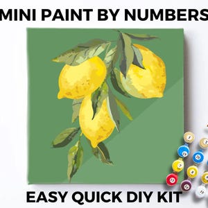 Lemons Mini PAINT by NUMBERS Kit Adults Minimalistic Chic DIY Painting Easy Beginners Hobby Painting Kit Wall Art Gift Mum Girlfriend Friend