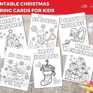 Druckbare Weihnachtskarten zum ausmalen | Set von 6 mutigen und einfachen druckbaren Weihnachtsfarbkarten | Sofortiger Download PDF zum Ausdrucken