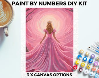 Kit de pintura por números de Princesa Bruja Encantada / Fantasía Rosa para adultos: arte DIY para principiantes, decoración mágica para el hogar, regalo para ella
