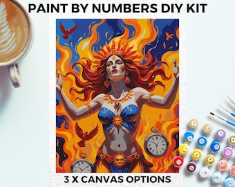 Kit de pintura por números de la Diosa de la Llama, arte DIY de fantasía para adultos, regalo para mujeres brujas, decoración de pared mágica