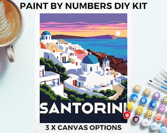 数字で描く大人向けキット ギリシャ サントリーニ島の風景画 ミニマル