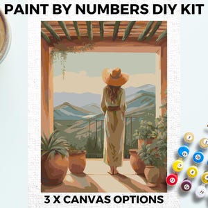 Woman Landscape PAINT by NUMBERS Kit Adults Minimalistic Chic DIY Painting Easy Beginners Hobby Painting Kit Wall Art Gift