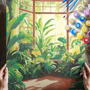 Plant Nook PAINT by NUMBERS Kit Adults Minimalistic Chic DIY Painting Easy Beginners Hobby Painting Kit Wall Art Gift Mum Girlfriend Friend
