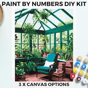 Plant Nook PAINT by NUMBERS Kit Adults Minimalistic Chic DIY Painting Easy Beginners Hobby Painting Kit Wall Greenhouse Women Gift Mum