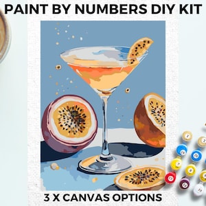 Cocktail PAINT by NUMBERS Kit Erwachsene Minimalistisch Chic DIY Malerei Einfach Anfänger Hobby Malset Wandkunst Geschenk Mama Freundin Freund