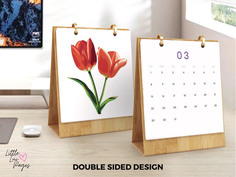 2026 Calendar Floral Paint by Numbers Desk DIY Mini Canvas Art Kit ...