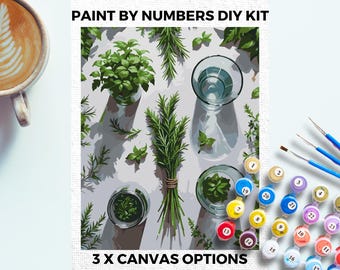 Kit de peinture botanique herbes aromatiques par numéros adultes minimaliste chic bricolage peinture facile débutant passe-temps kit de peinture art mural cadeau maman plante