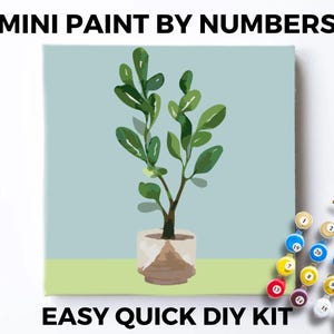 Plant Mini PAINT by NUMBERS Kit Adults Minimalistic Chic DIY Painting Easy Beginners Hobby Painting Kit Wall Art Gift Boho Plant Lover