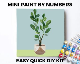 Plant mini VERF door NUMMERS Kit volwassenen minimalistisch chique DIY schilderij gemakkelijk beginners hobby schilderij Kit muur kunst cadeau Boho plantenliefhebber