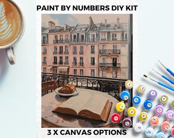 Kit de pintura por números Pink Paris para adultos, minimalista e chique, faça você mesmo, fácil, para iniciantes, hobby, arte de parede, presente para mães, viagens e romance.