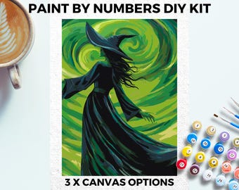 Kit de pintura por números de Bruja del Bosque Místico/Hechicera Verde: Arte fantástico DIY para adultos, regalo para brujas, decoración de pared mágica