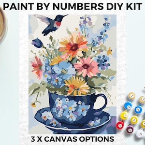 Floral PAINT by NUMBERS Kit Adults Minimalistic Chic DIY Painting Easy Beginners Hobby Painting Kit Wall Art Gift Mum Girlfriend Friend