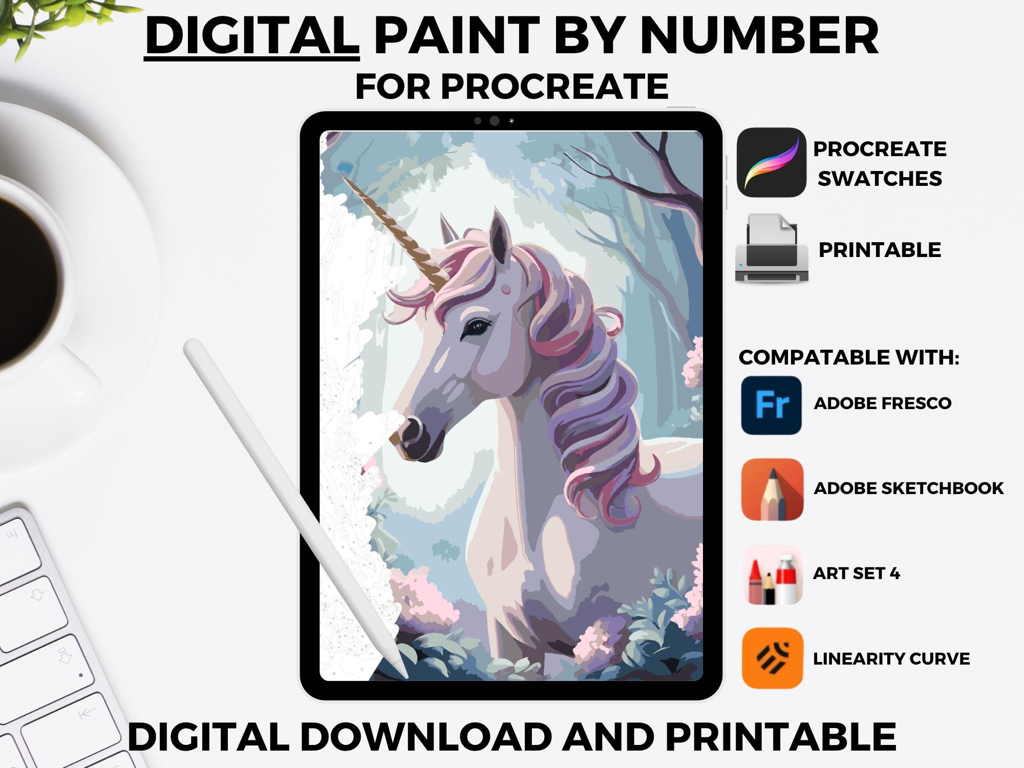 Kit Licorne Peinture 12 Pièces – Figurines, Peintures Acrylique, Pinceaux, Stickers – Cadeau Anniversaire Ou Noël