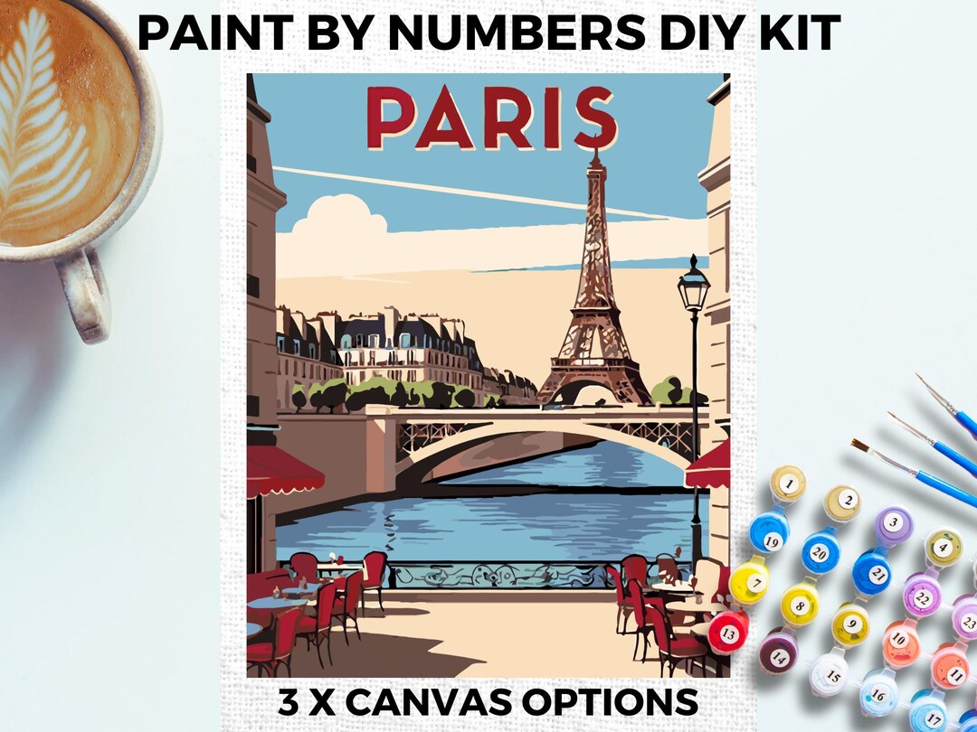 Paris PAINT by NUMBERS Kit Adults Minimalistic Chic DIY Painting Easy ...