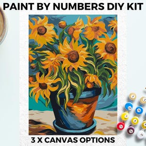 Sunflowers by NUMBERS Kit Adults Minimalistic Chic DIY Painting Easy Beginners Hobby Painting Kit Landscape Wall Art Gift DaVinchi