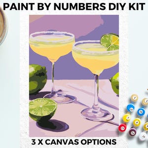 Margarita Cocktail PAINT by NUMBERS Kit Adults Minimalistic Chic DIY Painting Easy Beginners Hobby Painting Kit Wall Art Gift Mum Girlfriend