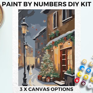 Christmas PAINT by NUMBERS Kit Adults Minimalistic Chic DIY Painting Easy Beginners Hobby Painting Kit Wall Art Gift Mum Girlfriend Friend