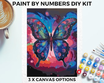 Psychedelische Schmetterling PAINT by NUMBERS Kit Erwachsene Minimalistisch Chic DIY Malerei einfach Anfänger Hobby Malerei Kit Wand Kunst Geschenk