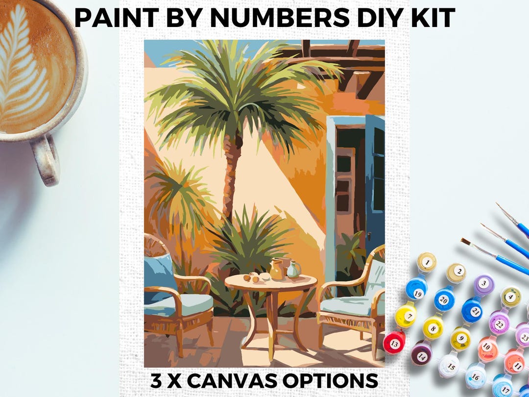 Palm Tree PAINT by NUMBERS Kit Adults Minimalistic Chic DIY Painting ...