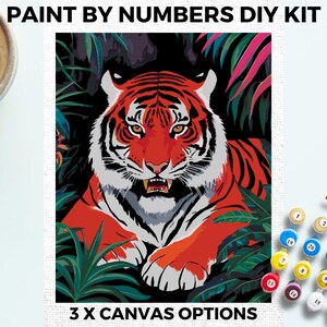 Neon Tiger PAINT by NUMBERS Kit Adults Minimalistic Chic DIY Painting Easy Beginners Hobby Painting Kit Wall Art Animal Gift Mum