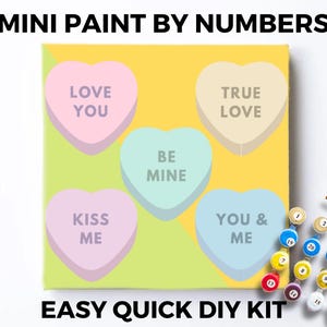 Love Heart Candy Mini PAINT by NUMBERS Kit Adults Minimalistic Chic DIY Painting Easy Beginners Hobby Painting Kit Wall Art Gift Mum