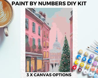 Kit PINTURA de Natal Rosa da NUMBERS Adultos Minimalista Chique DIY Pintura Fácil Iniciantes Kit de Pintura para Passatempo Arte de Parede Presente Mãe Namorada