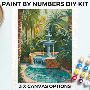 Landscape Fountain PAINT by NUMBERS Kit Adults Minimalistic Chic DIY Painting Easy Beginners Hobby Painting Kit Wall Art Gift