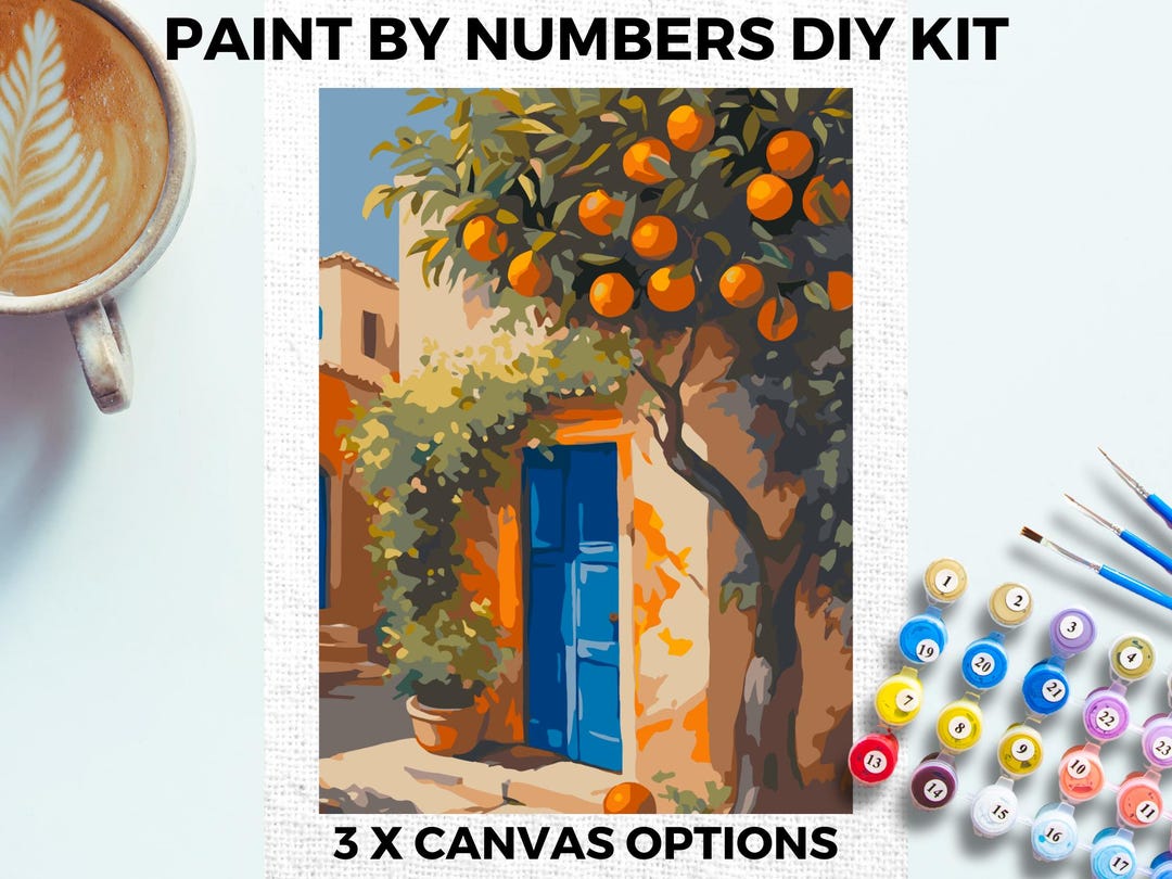 Landscape Orange Tree PAINT by NUMBERS Kit Adults Minimalistic Chic DIY ...