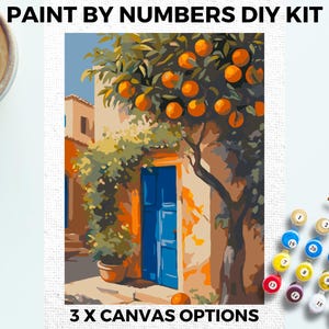 Landscape Orange Tree PAINT by NUMBERS Kit Adults Minimalistic Chic DIY Painting Easy Beginners Hobby Painting Kit Wall Art Gift