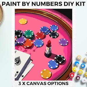 Kit PINTURA Pink Poker da NUMBERS Adultos Minimalista Chique DIY Pintura Fácil Iniciantes Kit de Pintura Hobby Parede Batom Cartões Presente Mãe