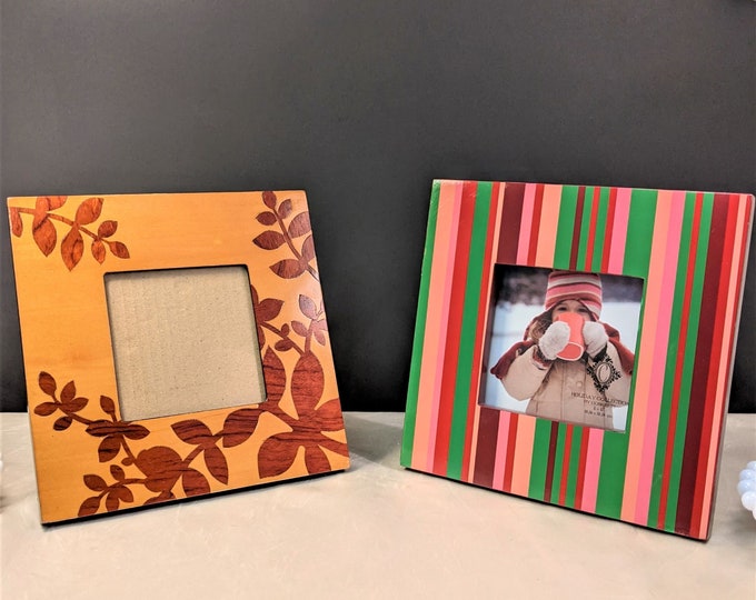 Colorful Square Wood Picture Frames 4x4 Photos Sold Separately Etsy