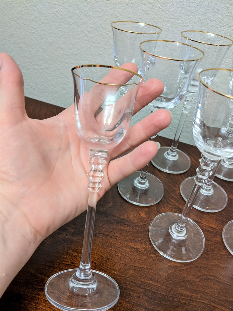 Mikasa Sonata Gold Rim Lead Crystal Cordial Cocktail Glasses Etsy